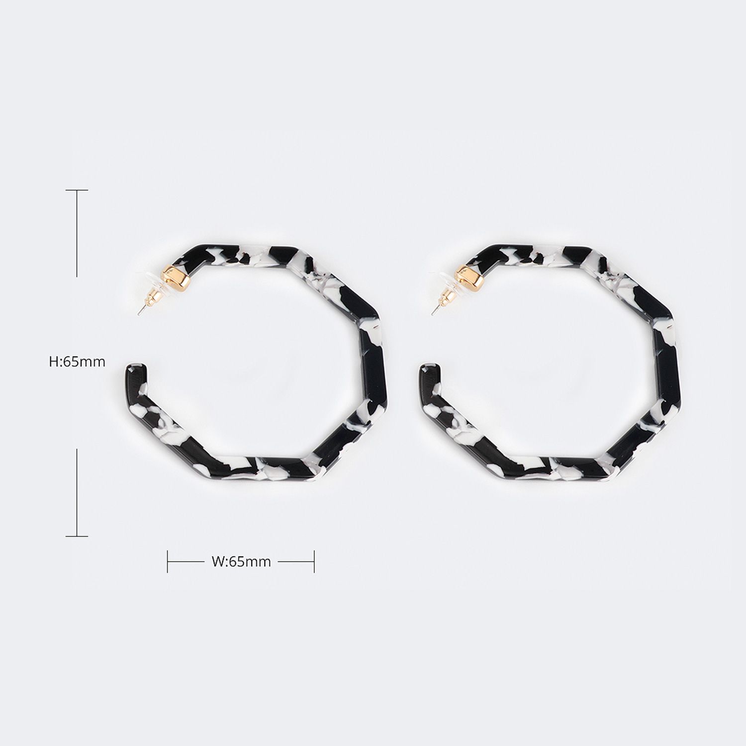 Vintage Octagon Shaped Black Earrings | Zeelool Glasses2