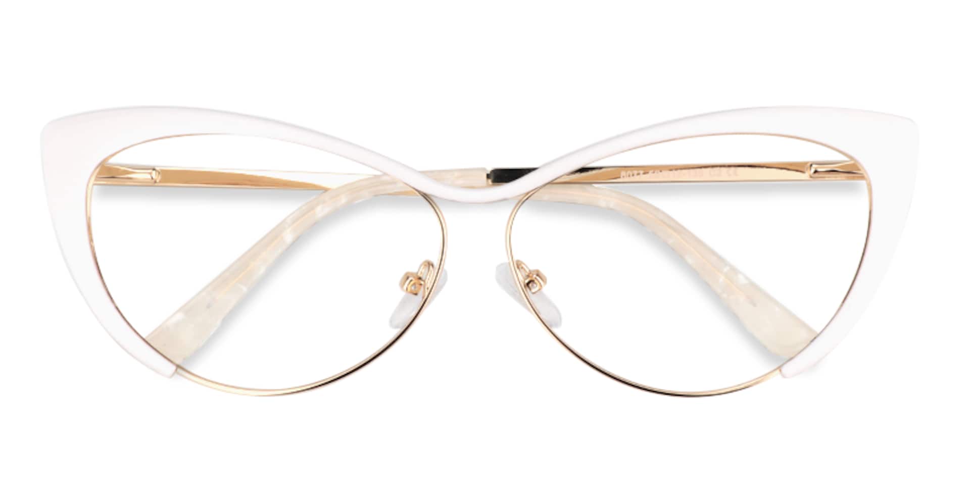 Ellen Cateye White Wire Frame Glasses and Eyeglasses1