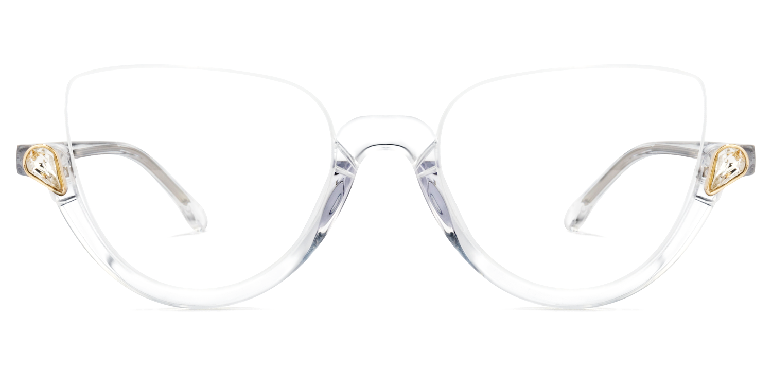 Felicia Crystal Cat Eye Semi-rimless Glasses | Zeelool Optical0