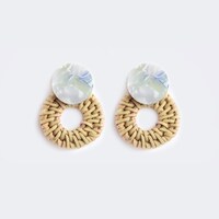 Stylish Weave Round Shaped Pale White Earrings2