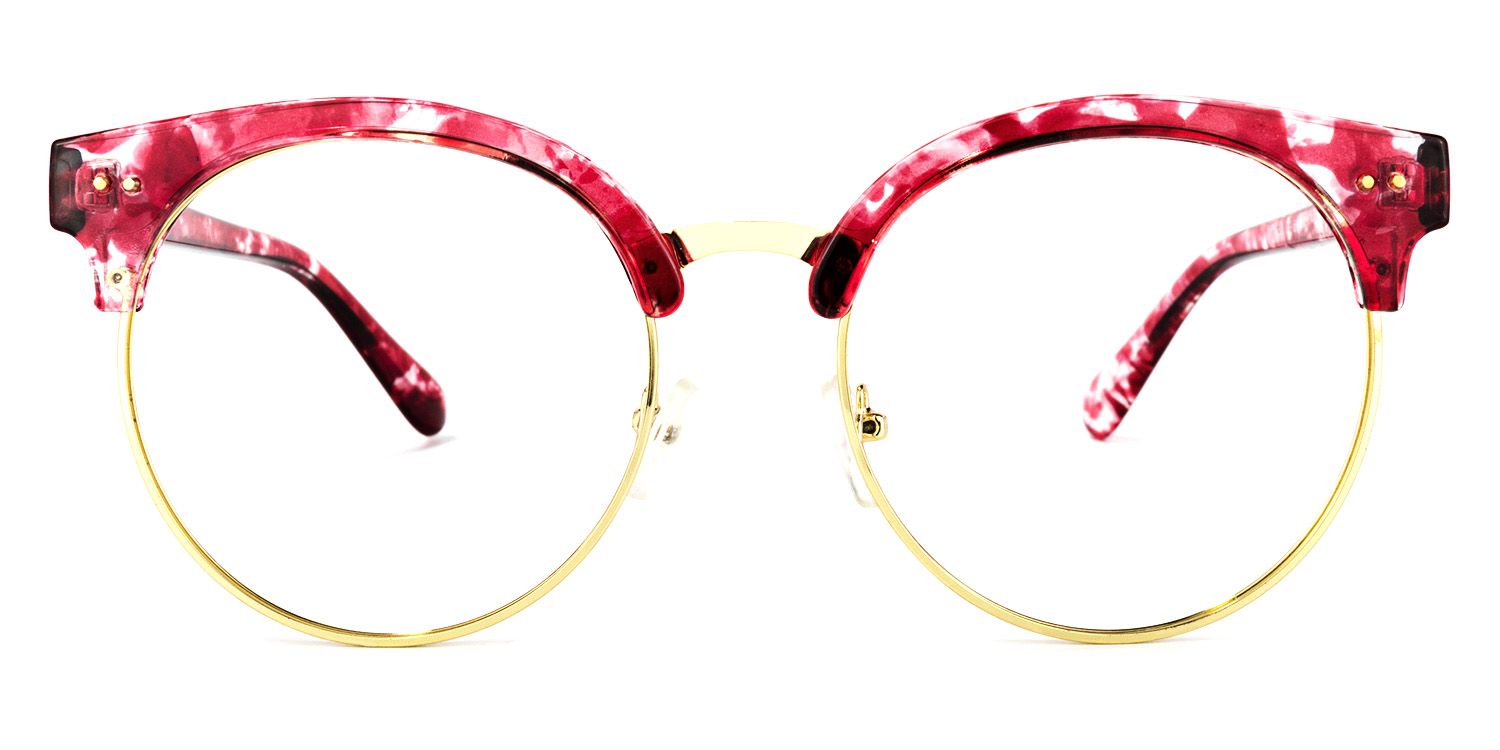 Tatiana Browline Red-Floral Glasses | Zeelool Glasses0
