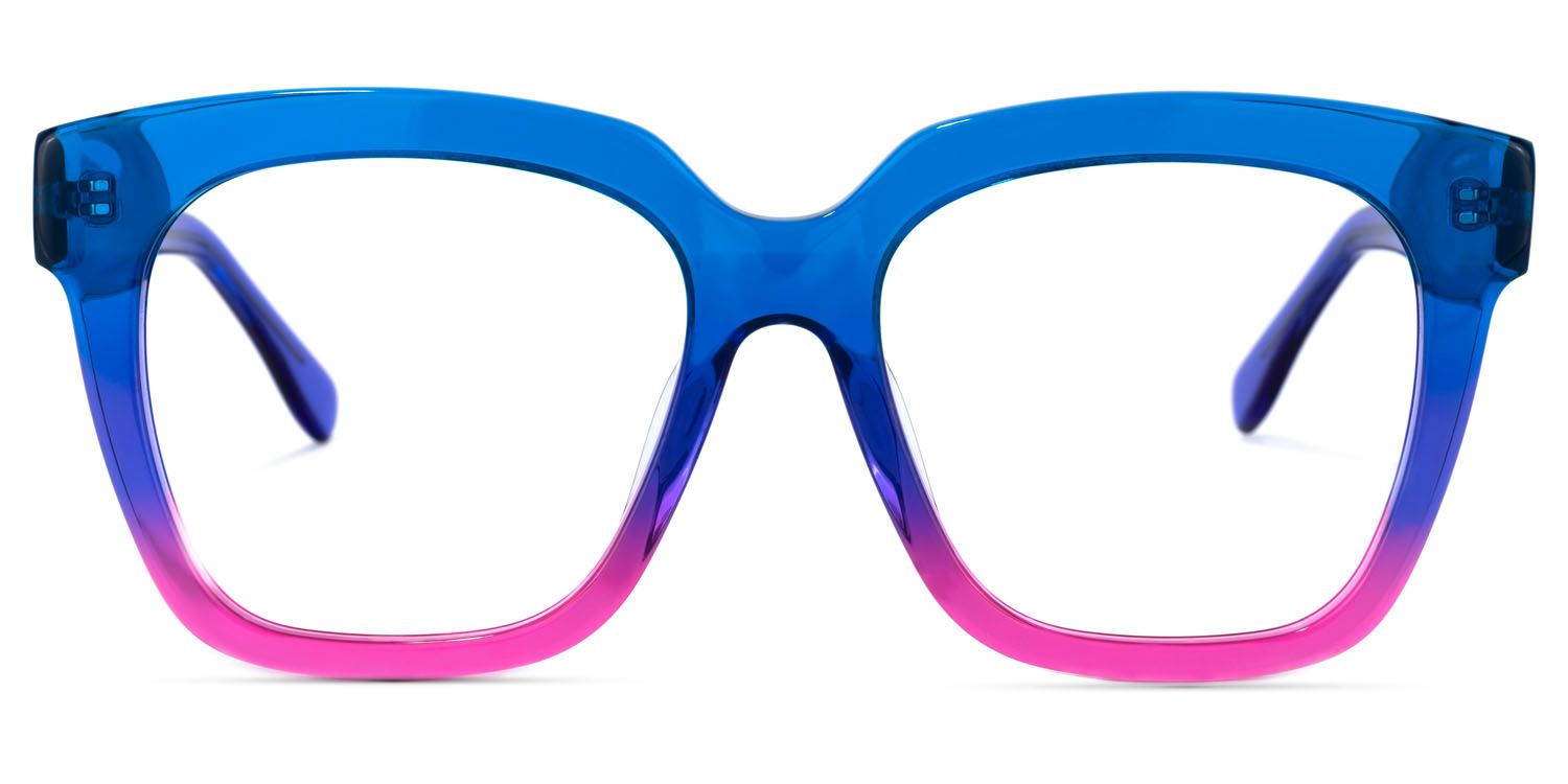 Xion Square Blue-Pink Glasses for Women0