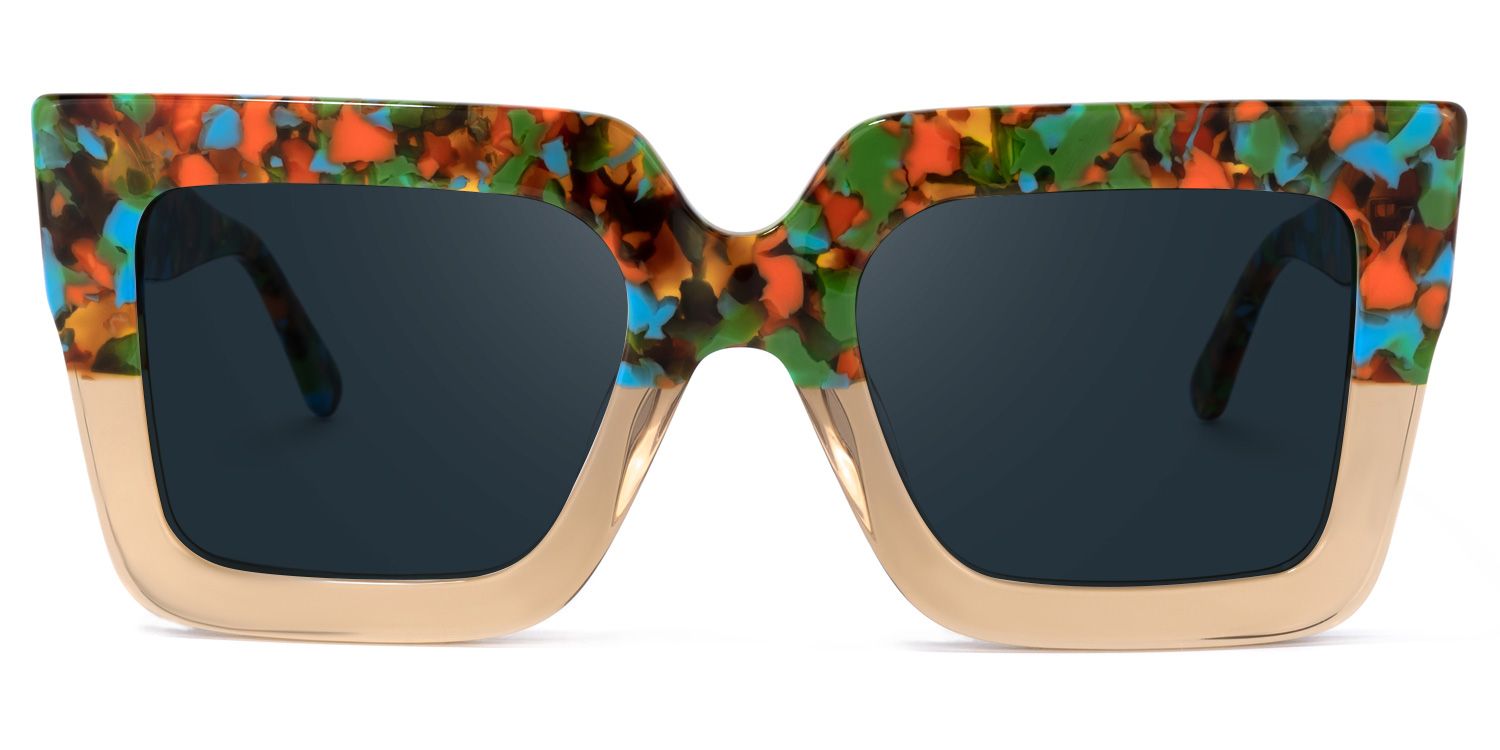 Brandon Square Style Beige Frame Sunglasses | ZEELOOL0