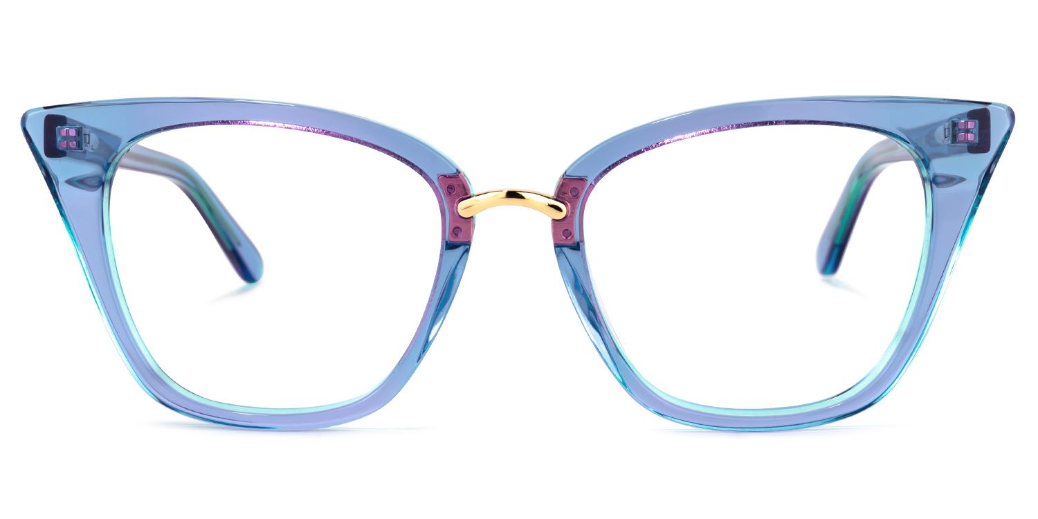 Martha Cat Eye Light-Blue Glasses | Zeelool Glasses0