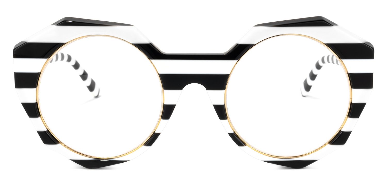 Bogar Geometric Black-White Glasses | Zeelool Glasses0