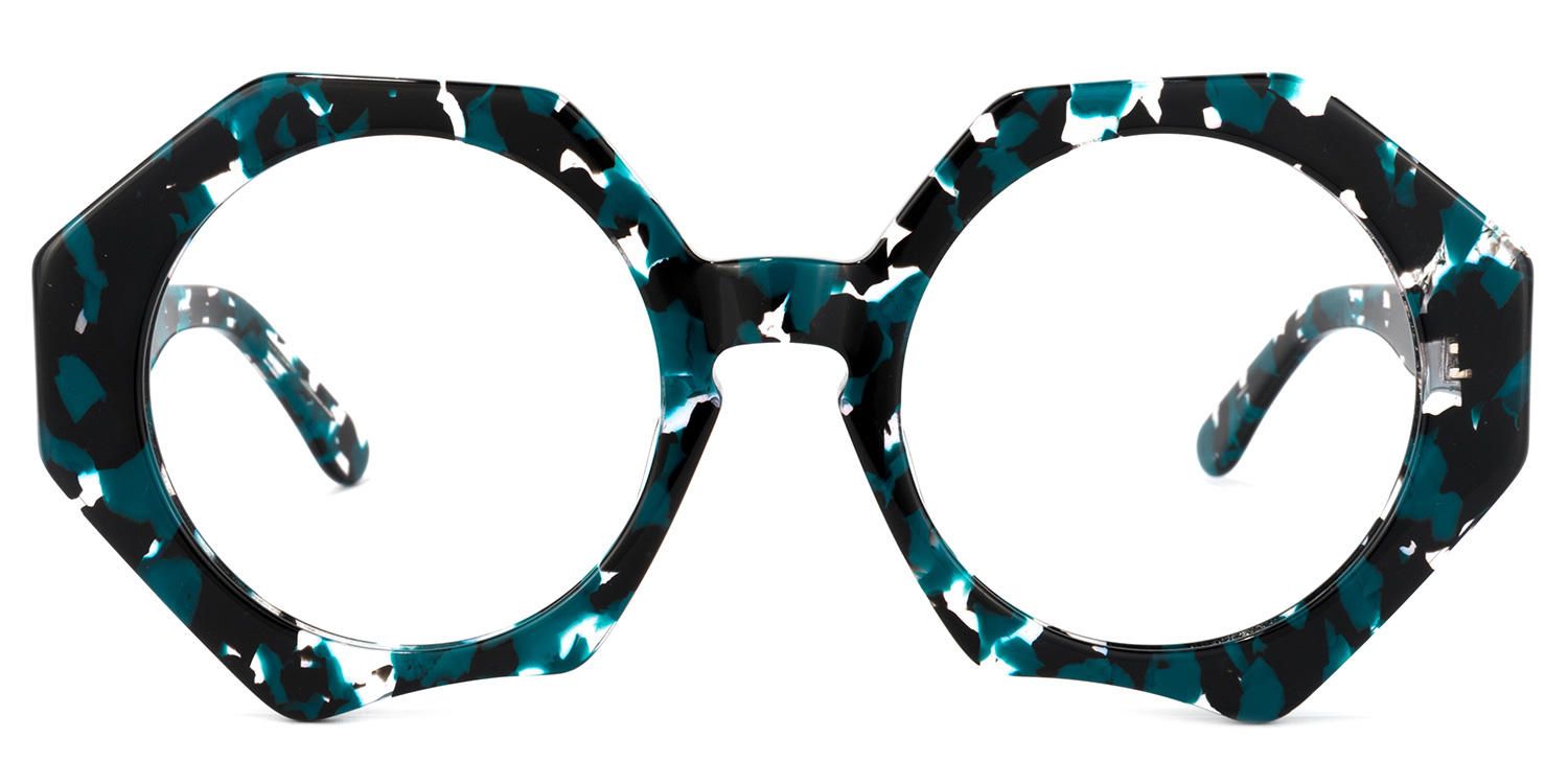 Hugh Geometric Blue-Floral Glasses | Zeelool Glasses