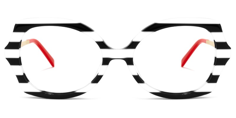 Sugarplum Geometric Black-White Glasses | Zeelool Glasses0