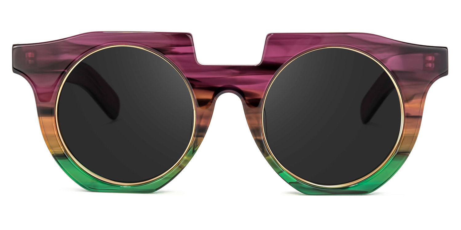 Mckoy Geometric Purple-Green Sunglasses | Zeelool Glasses