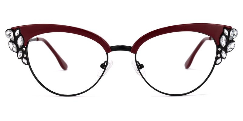 Hearn Cat Eye Dark-Red Glasses | Zeelool Glasses0