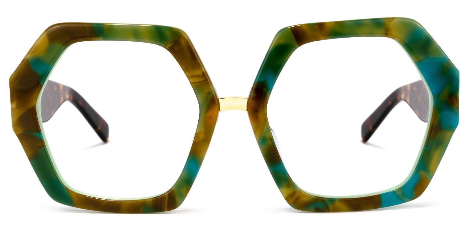 Otero Geometric Green-Yellow Glasses | Zeelool Glasses0