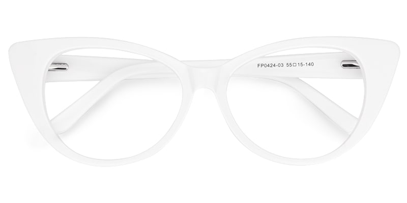 Cindy Cat Eye White Glasses1