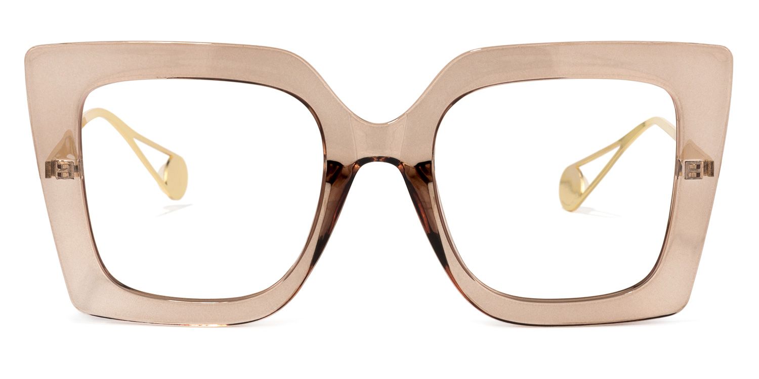 Qatar Square Champagne Eyeglasses and Thick Frames0