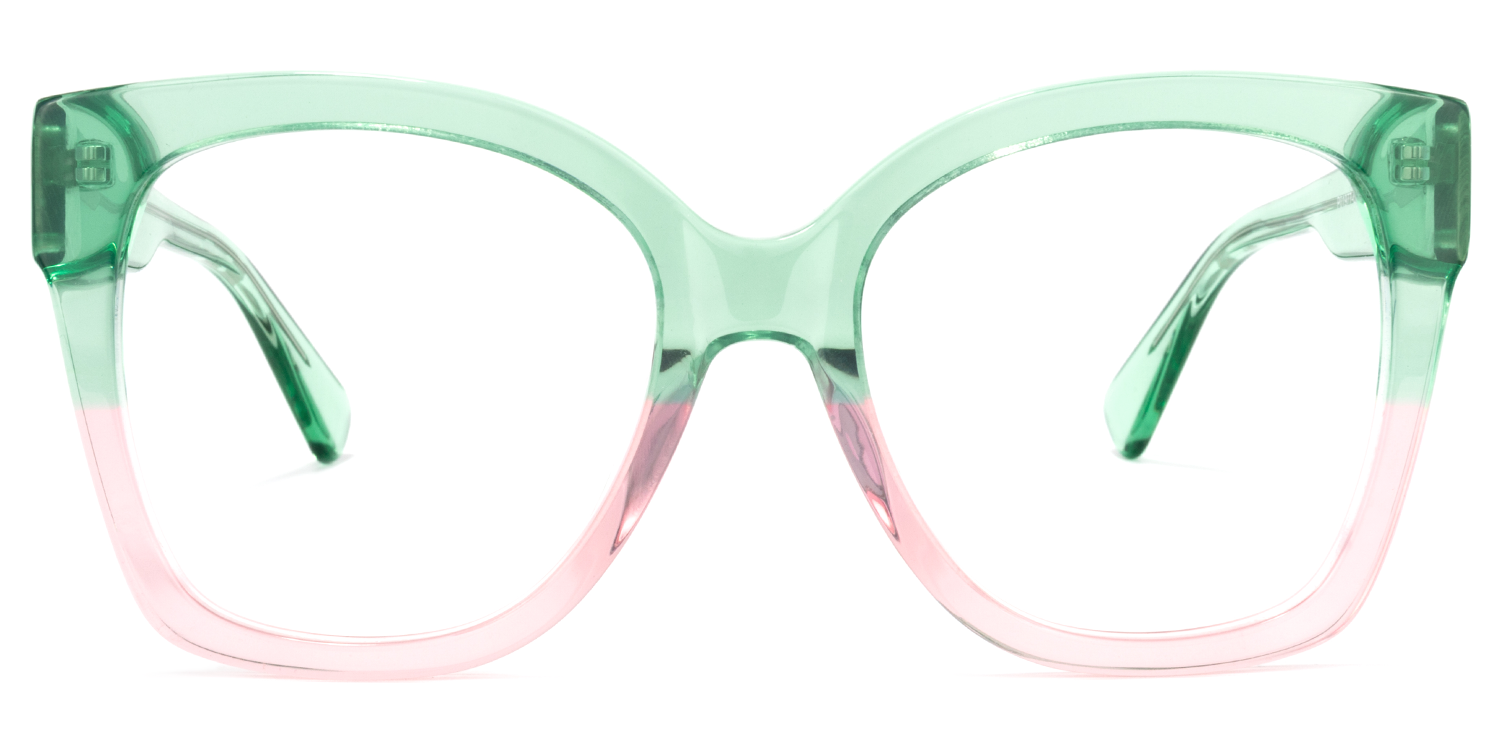 Tyson Square Green-Pink Glasses | Zeelool Glasses0