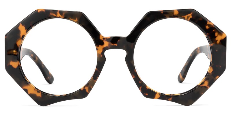 Hugh Geometric Tortoise-Gold Glasses | Zeelool Glasses0