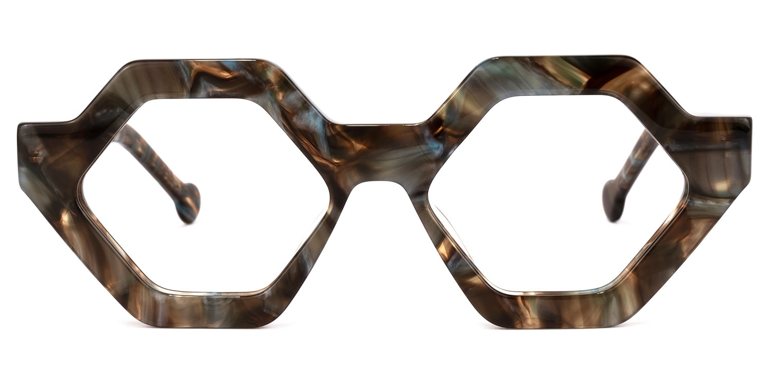 Barreto Geometric Brown Eyeglasses with Bold Frames0