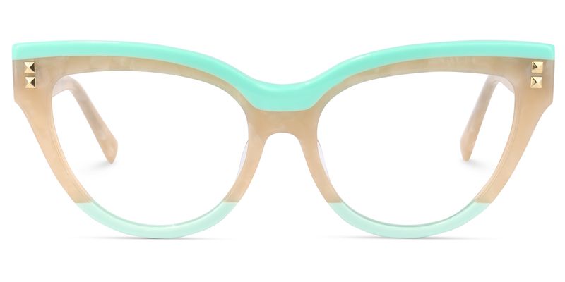 Women's Teal Cat Eye Glasses - Clear Lens, Retro Vintage Style, UV400 Protection