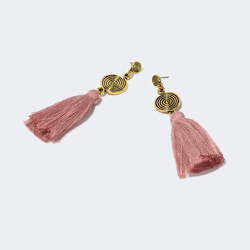Vogue Bohemian Style Pink Tassel Earrings | Zeelool Glasses0