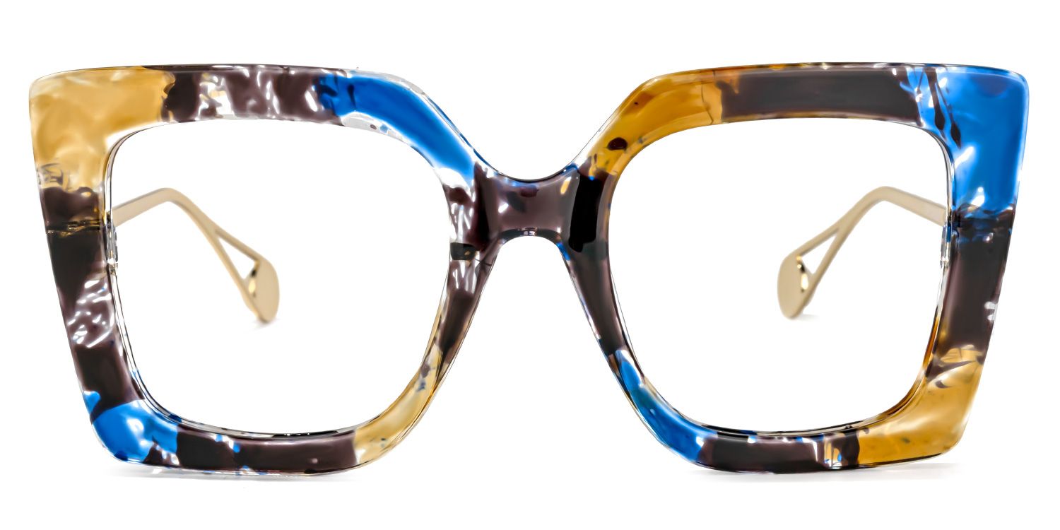 Qatar Square Blue/Black Eyeglasses & Floral Thick Frames0