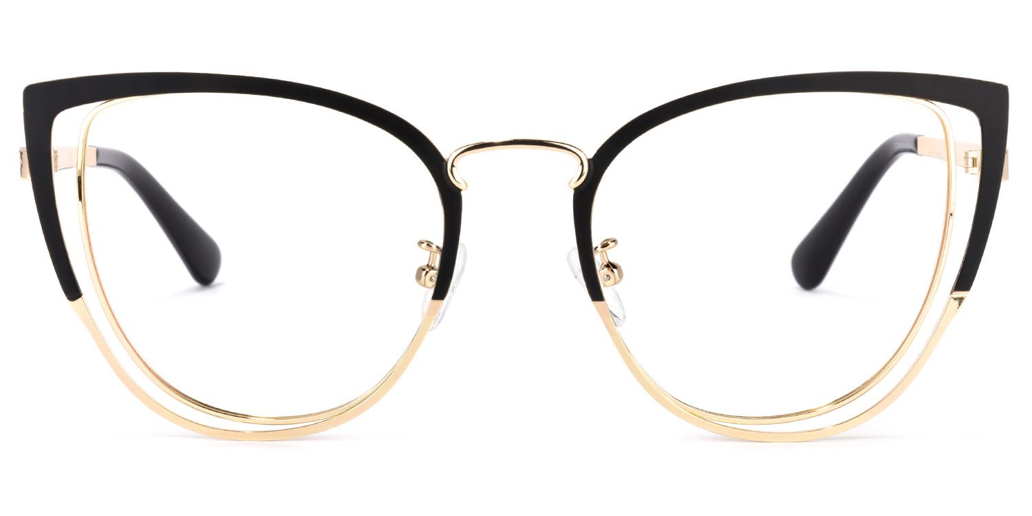 Harvey Cateye Eyeglasses with Black-Clear Two-Tone Frame0