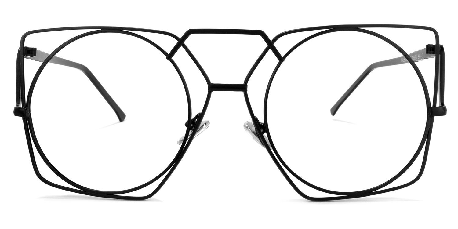 Evette Geometric Black Glasses | Zeelool Glasses0