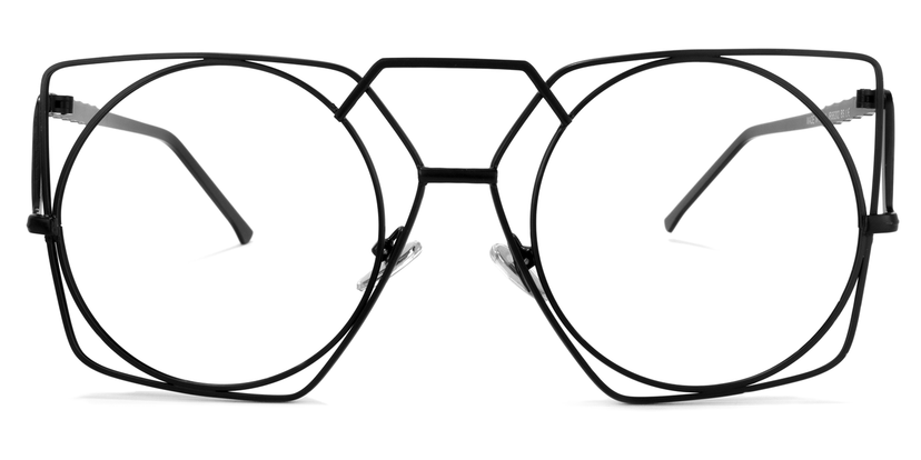 Evette Geometric Black Glasses