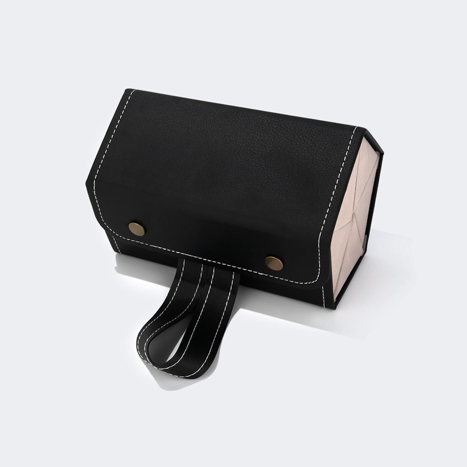 High-end Leather Hanging Black Eyeglasses Storage Box | Zeelool Glasses2