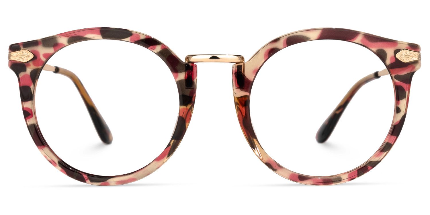Quentina Round Red-Floral Frame Glasses | Zeelool Optical0