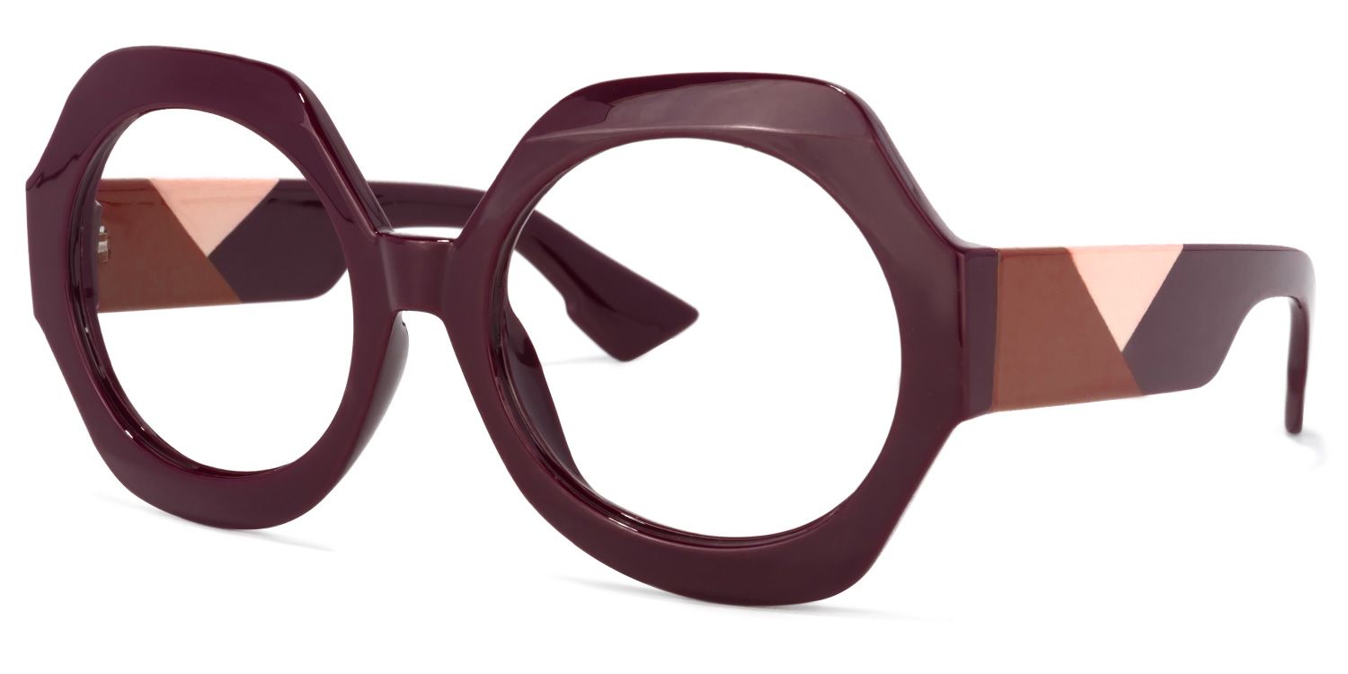 Geoffrey Geometric Dark-Red Glasses | Zeelool Glasses1