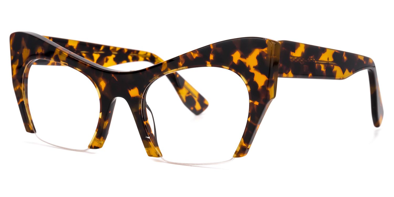 Kyle Cat Eye Yellow Tortoise Glasses | Zeelool Glasses2