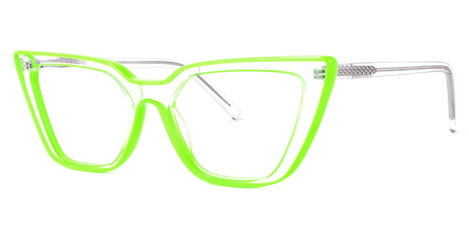Zeelool Lime Green Cat Eye Glasses & Cyberpunk Frame2