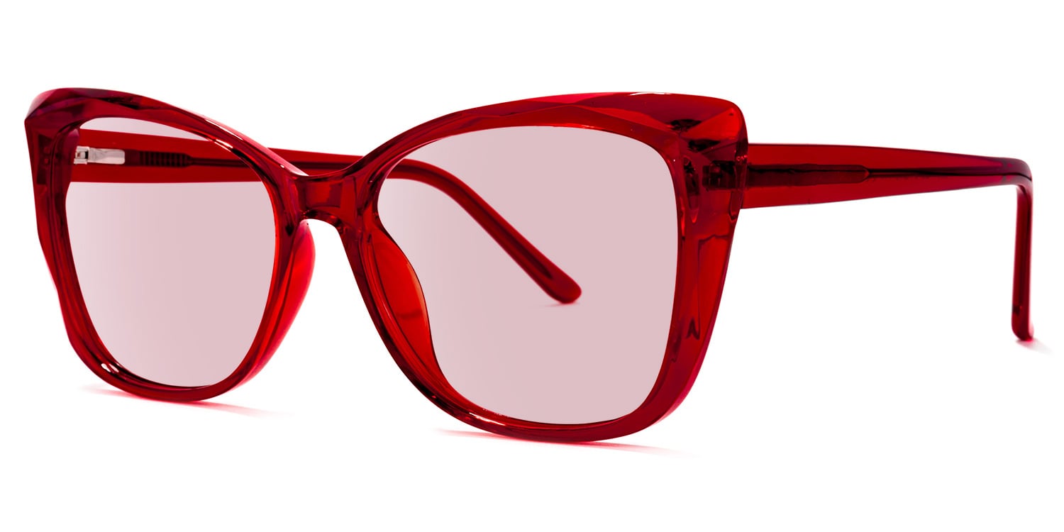 フェイスカラー 201 Harrell Square Dark-Red Glasses | Zeelool Glasses