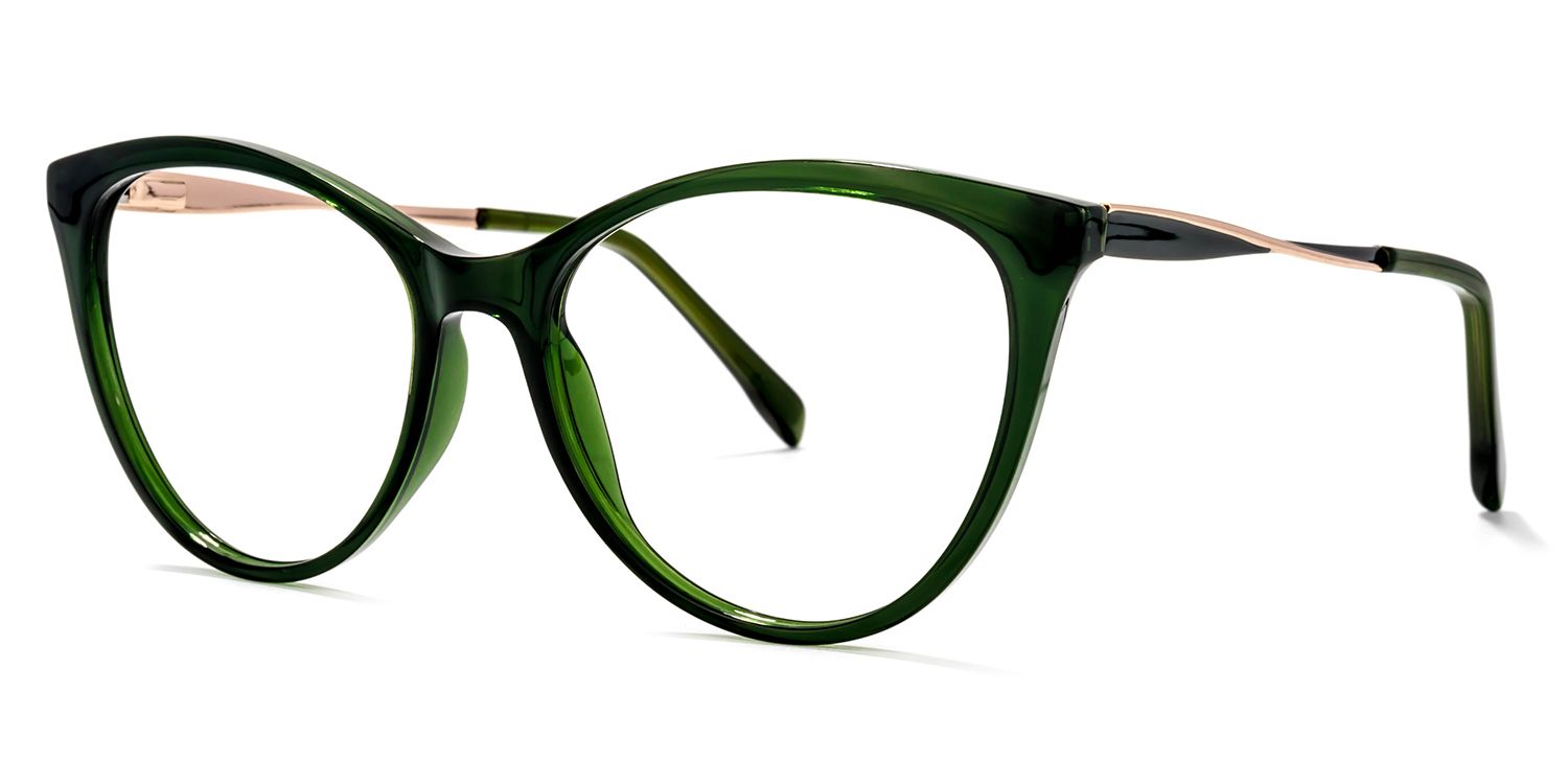 Frances Cateye Dark-Green Glasses | Zeelool Glasses2