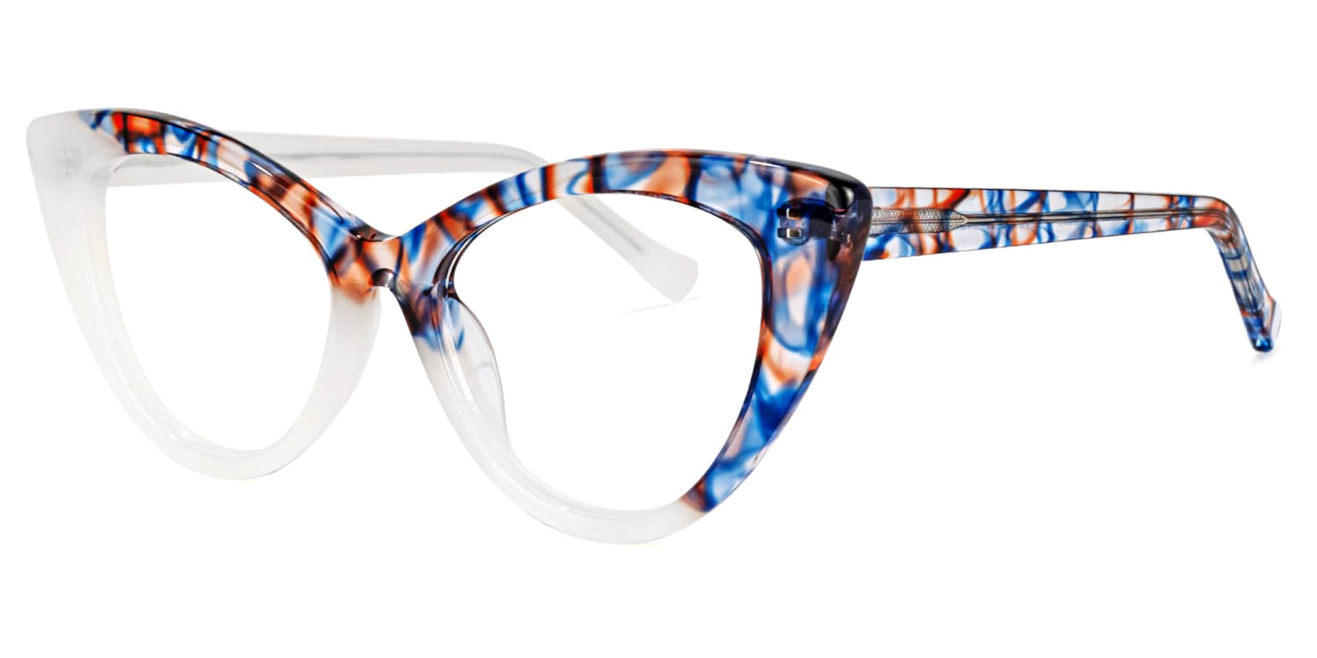 Maxine Cateye White Eyeglasses and Two-Tone Frames1