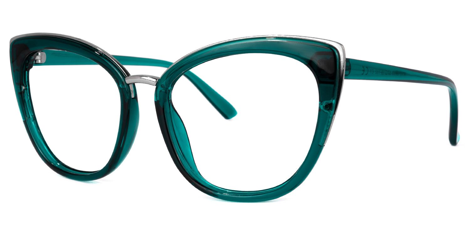 Kennard Cateye Peacock-Blue Glasses | Zeelool Glasses1