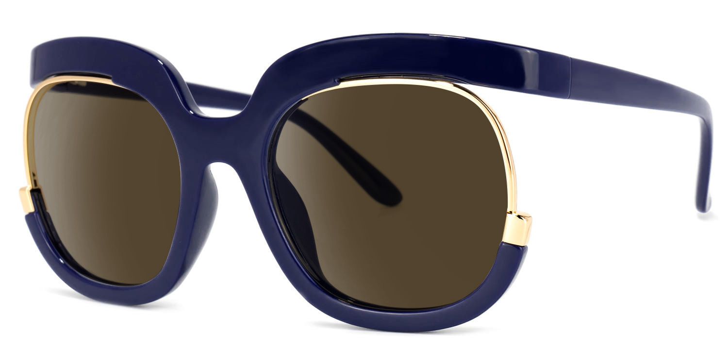 Darice Round Dark-Blue Sunglasses | Zeelool Glasses1