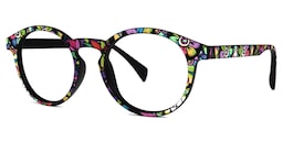 Street-Artist Round Purple-Floral Glasses1