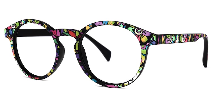 Street-Artist Round Purple-Floral Glasses
