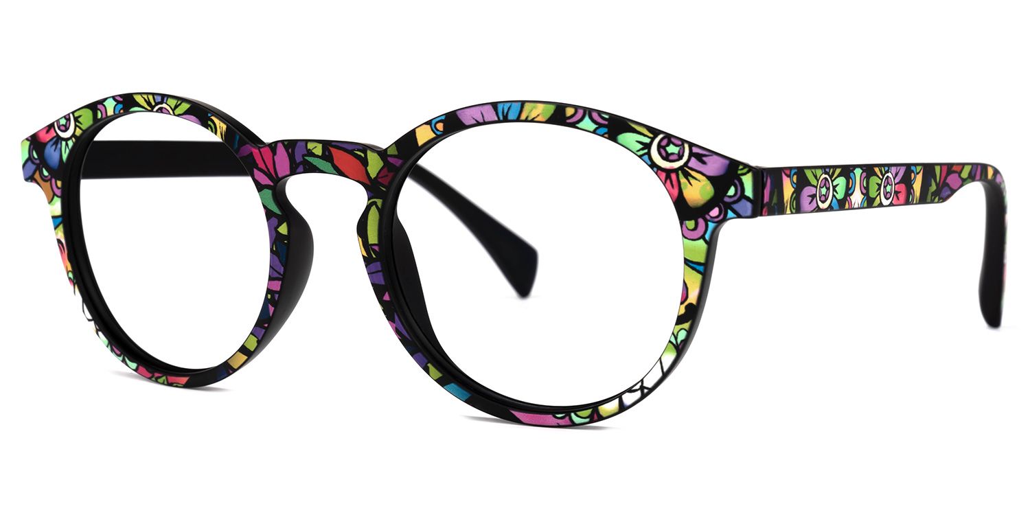 Street-Artist Round Purple-Floral Glasses | Zeelool Glasses1
