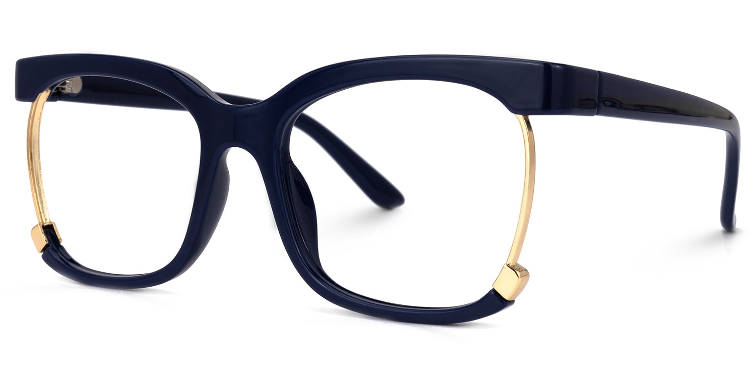 Obando Square Dark-Blue Glasses | Zeelool Glasses1