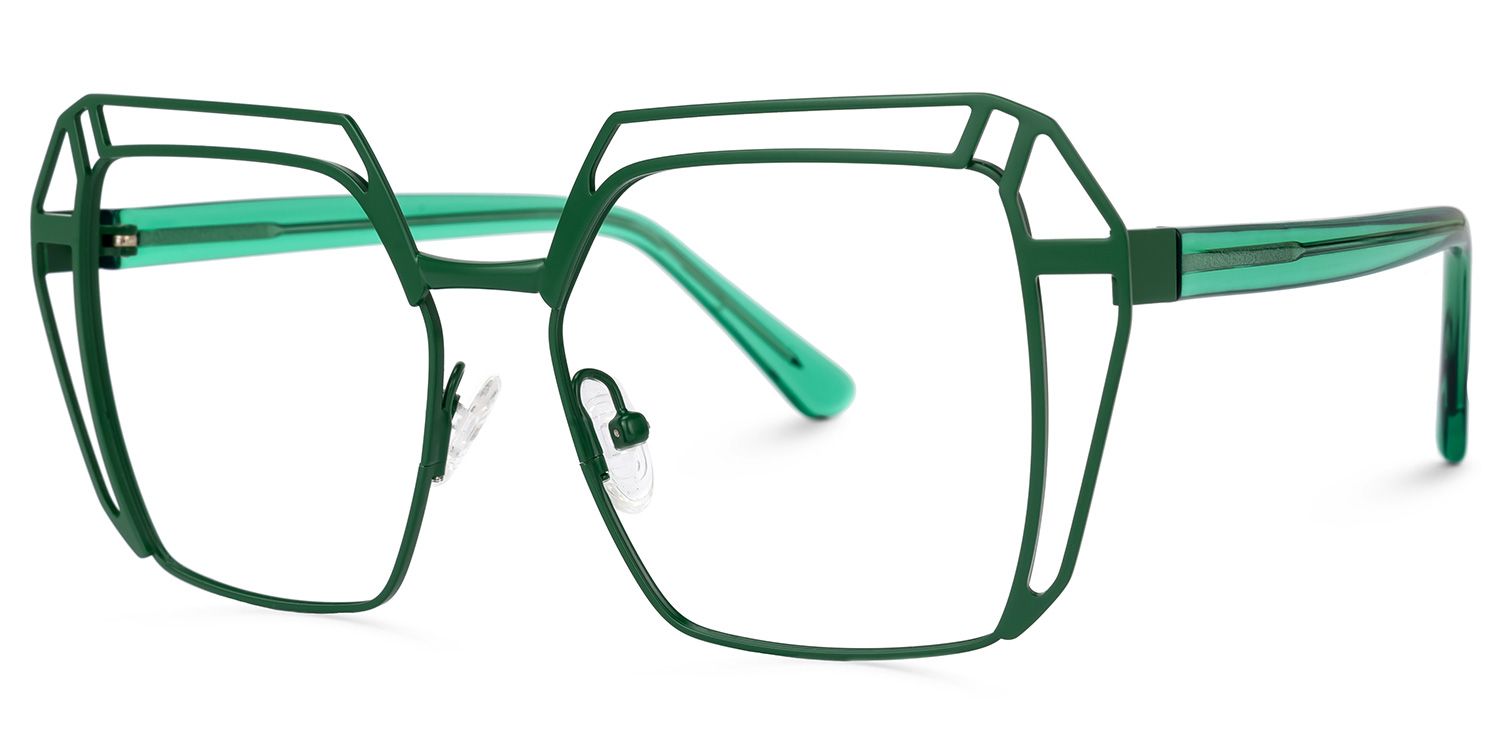 Murray Geometric Green Glasses | Zeelool Glasses1