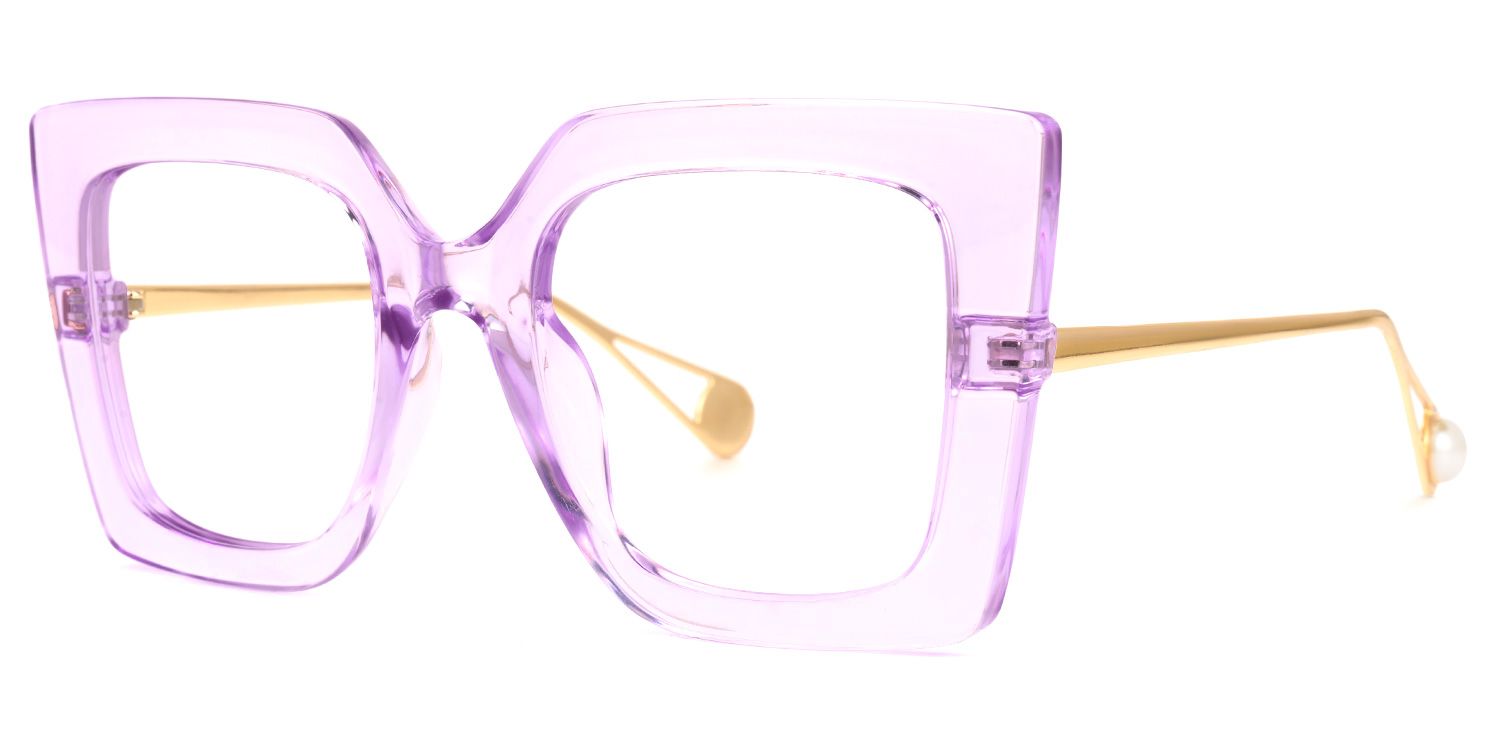 Qatar Square Light-Purple Glasses | Zeelool Glasses1