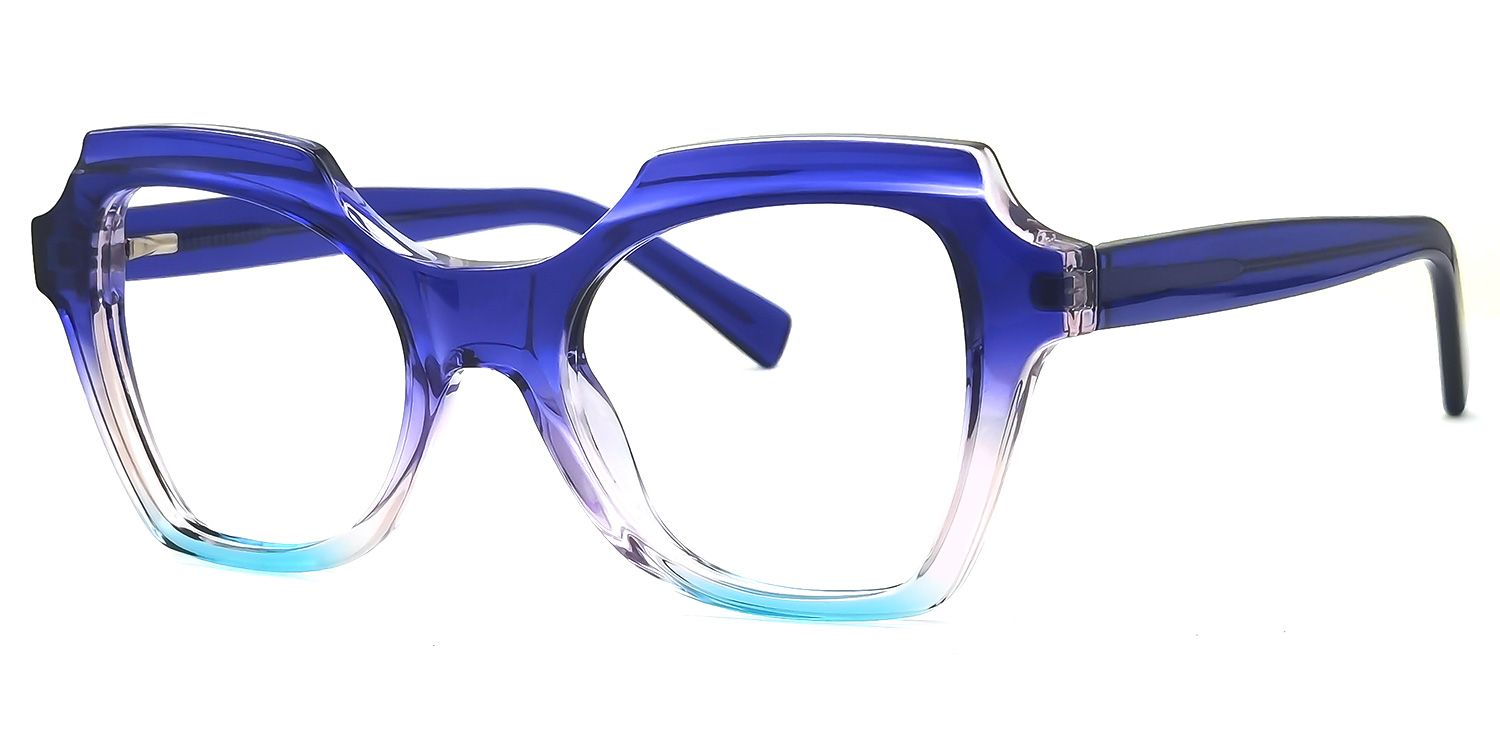 Caamir Geometric Blue Glasses | Zeelool Glasses1