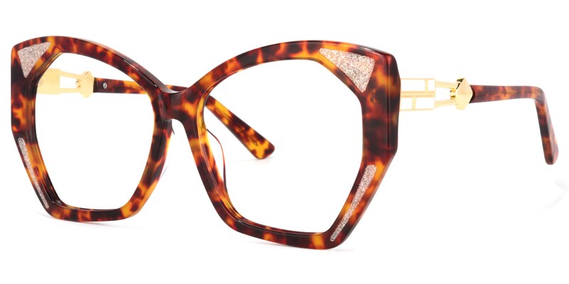 Routh Geometric Yellow-Tortoise Glasses | Zeelool Glasses2