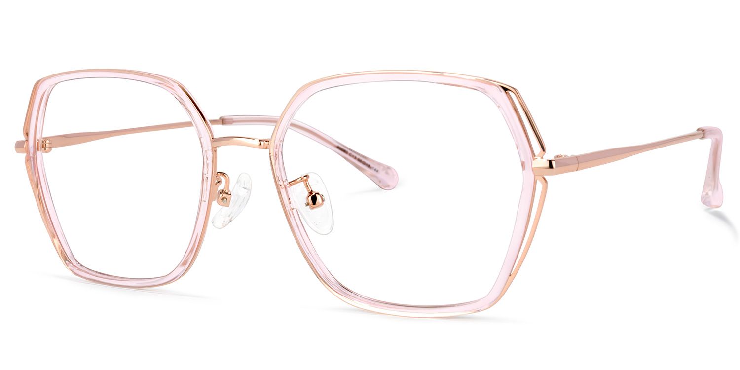 Odessa Geometric Pink Glasses | Zeelool Glasses1