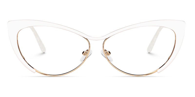 Ellen Cateye White Wire Frame Glasses and Eyeglasses0