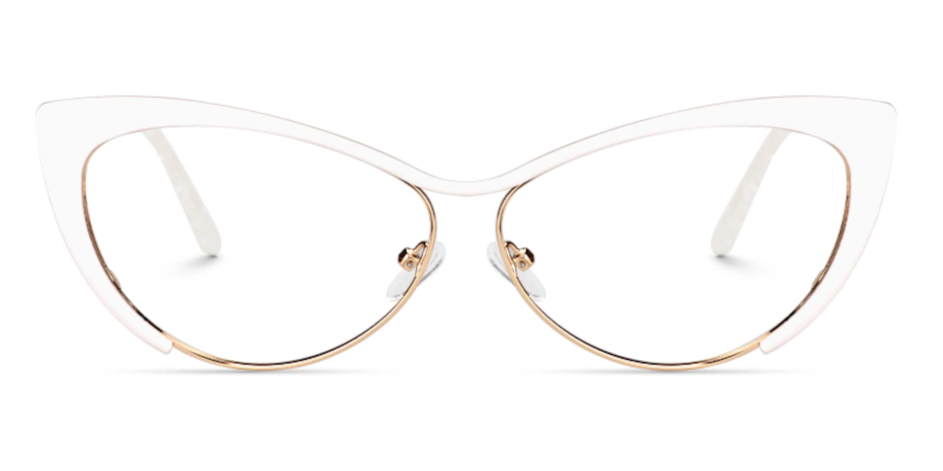 Ellen Cateye White Wire Frame Glasses and Eyeglasses0
