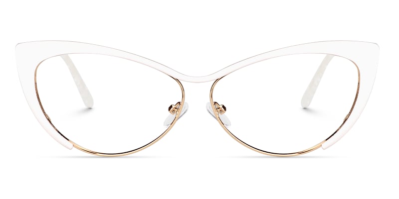 Ellen Cateye White Wire Frame Glasses and Eyeglasses0