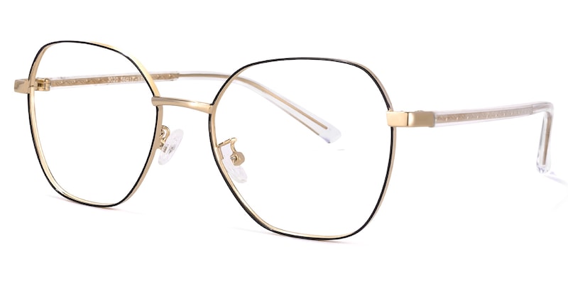 Perry Geometric Black-Gold Glasses | Zeelool Glasses1