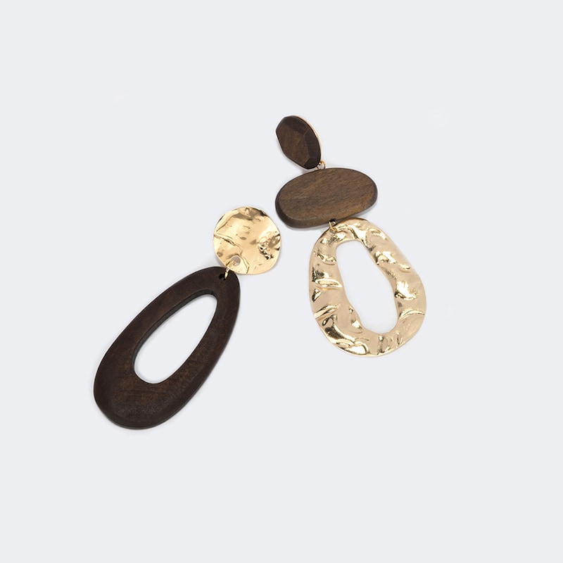 Vintage Asymmetric Water-Drop Shape Nut-Brown Earrings | Zeelool Glasses0