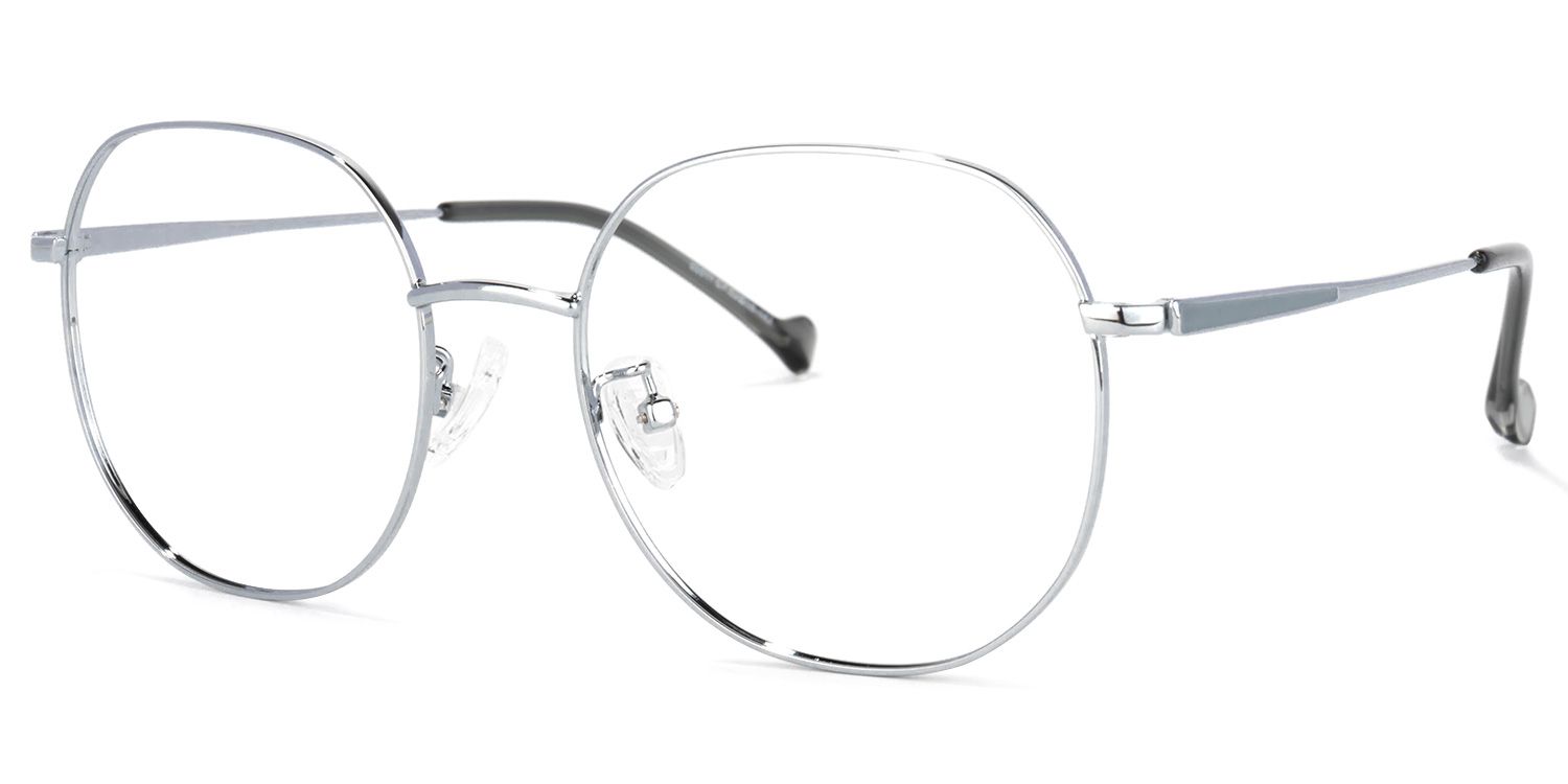 Qusay Round Silver Glasses | Zeelool Glasses1